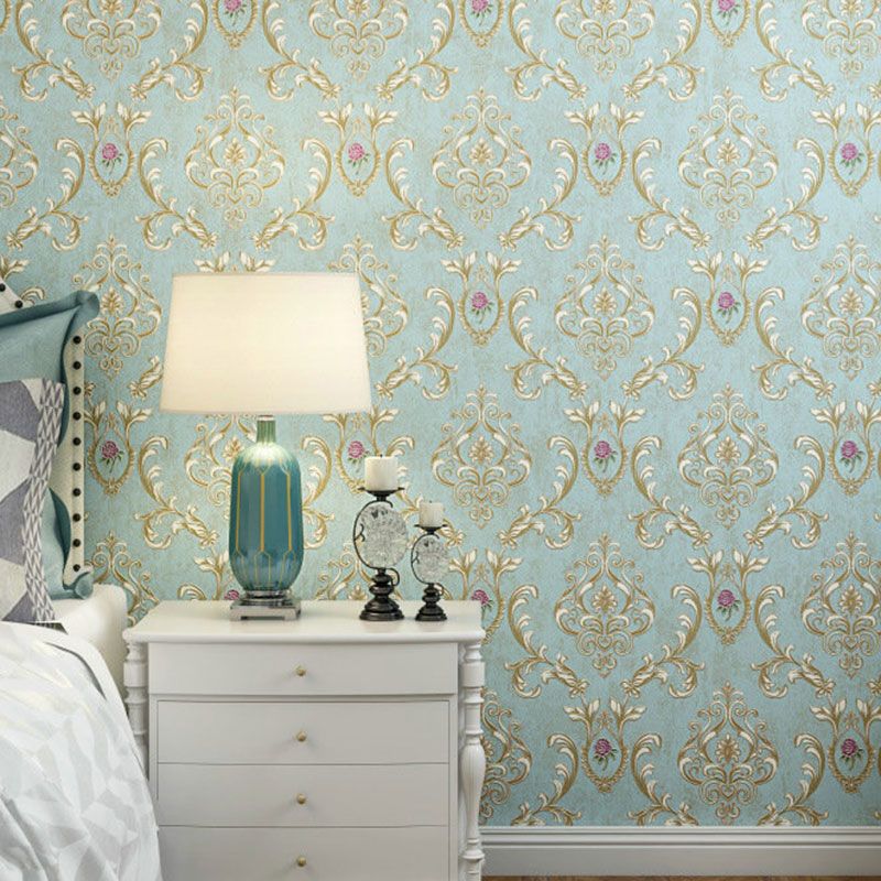 Nostalgic Pastel Color Wallpaper Countryside Blossoming Flower Wall Covering, Non-Pasted