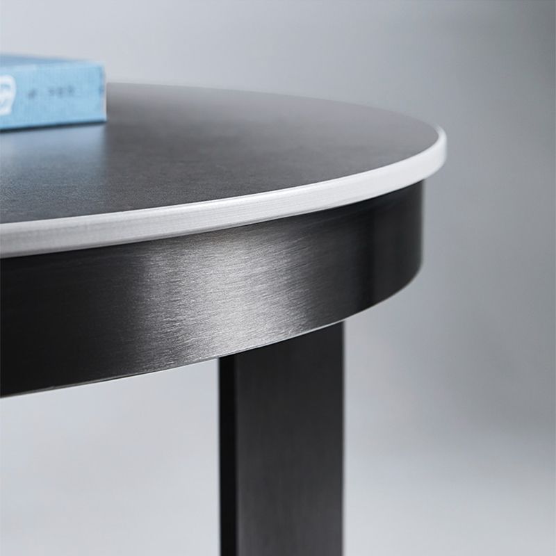 Mid-Century Round Slate Side Table Luxurious Pedestal End Table