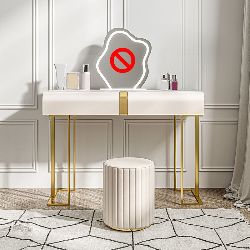 Glam Slate Top Makeup Vanity Desk Table 30.7" Tall Beige Dressing Table