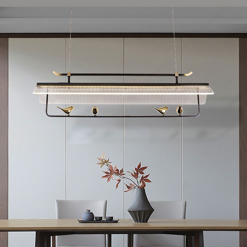 Solid Brass Post Modern Kitchen Island Fixture LED Ceiling Light Pendant in Black