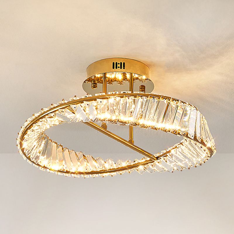 Linear Crystal 1 - Light Semi Flush Mount in Polished Gold Interior LED Ceiling Semi Flush