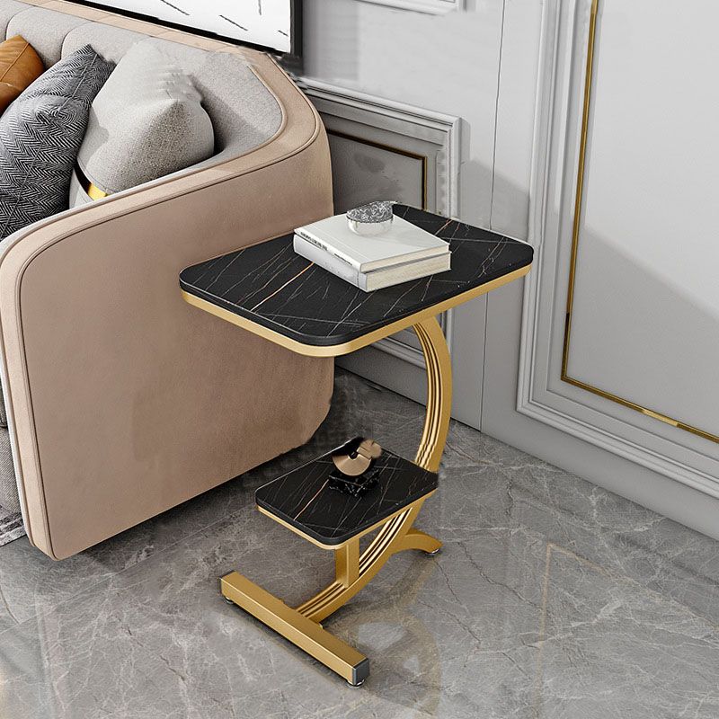 Minimalist Abstract End Table Rectangular Side Table with Storage