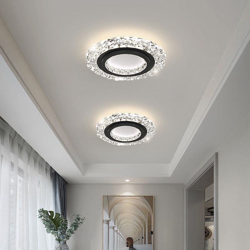 Circular Flush Mount Fixture Modern 1 Light Flush Light for Living Room