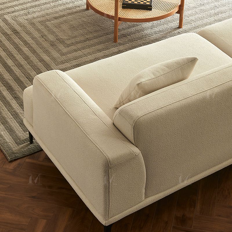 Modern White Upholstery with Built-in Armrest and Cushioned Suede Back