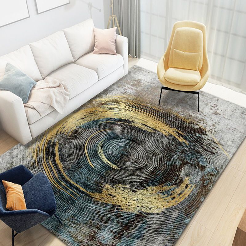 Modern Gray Rug Polyester Graphic Indoor Rug Washable Area Rug for Drawing Room