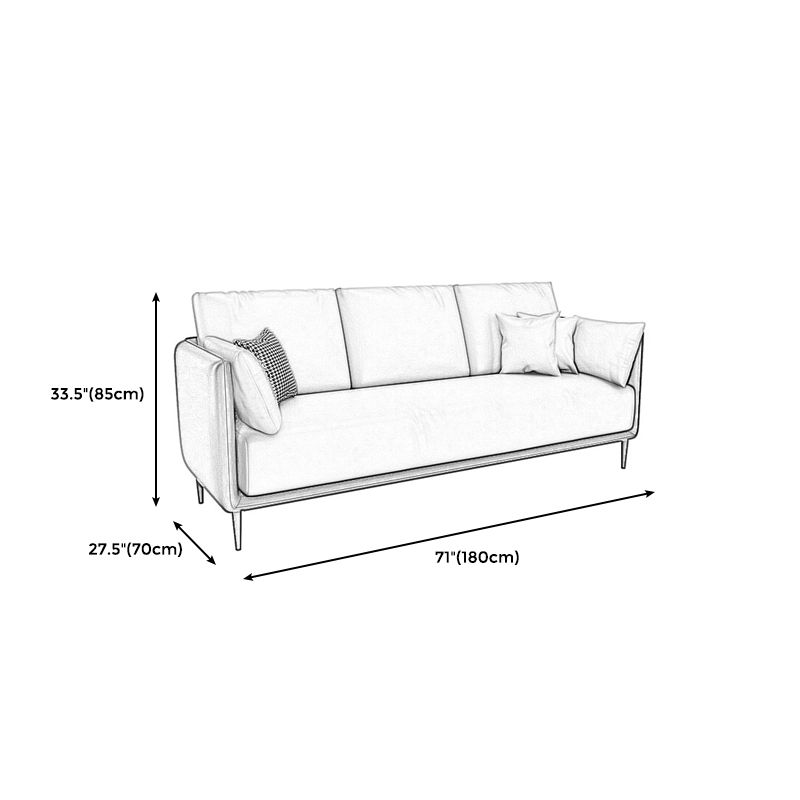 27.55" W Genuine Leather Modern Square Arm Sofa for Restaurant