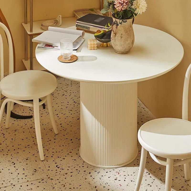 Simplicity Round Restaurant Table White Stone Top Dining Table for Living Room