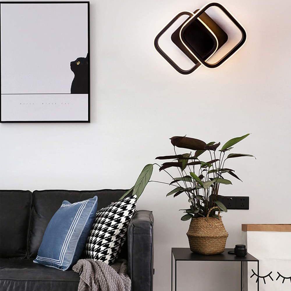 Square Semi Flush Mount Light 1 Light Aluminum Minimalist Flush Mount Ceiling Light for Bedroom