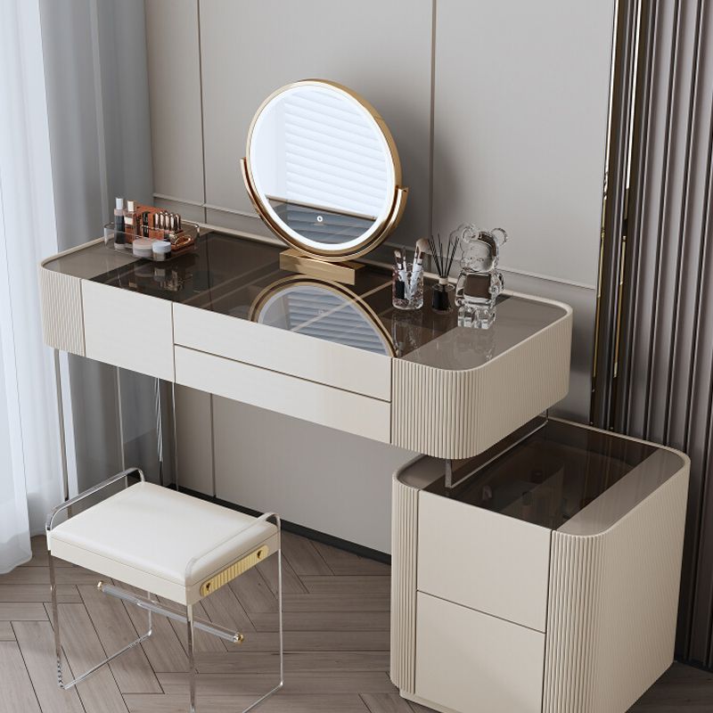 Glam Bedroom Makeup Vanity Desk Glass Vanity Dressing Table Set