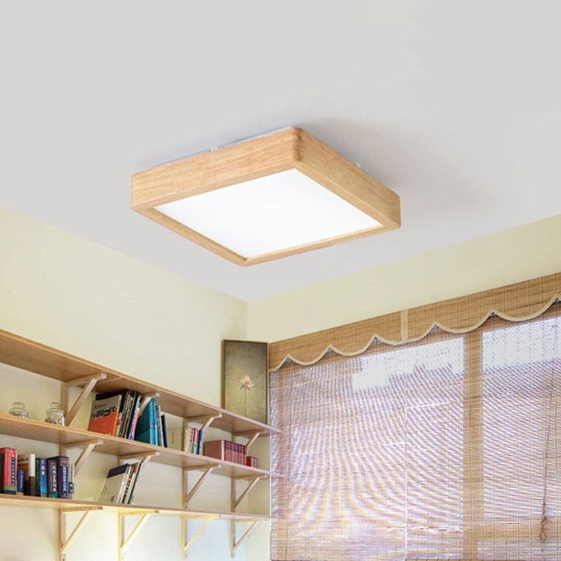 Illuminazione da incasso a soffitto a LED nordica in legno quadrato/rettangolo/a scacchi da 14"/21,5"/37,5" con paralume acrilico, luce calda/bianca