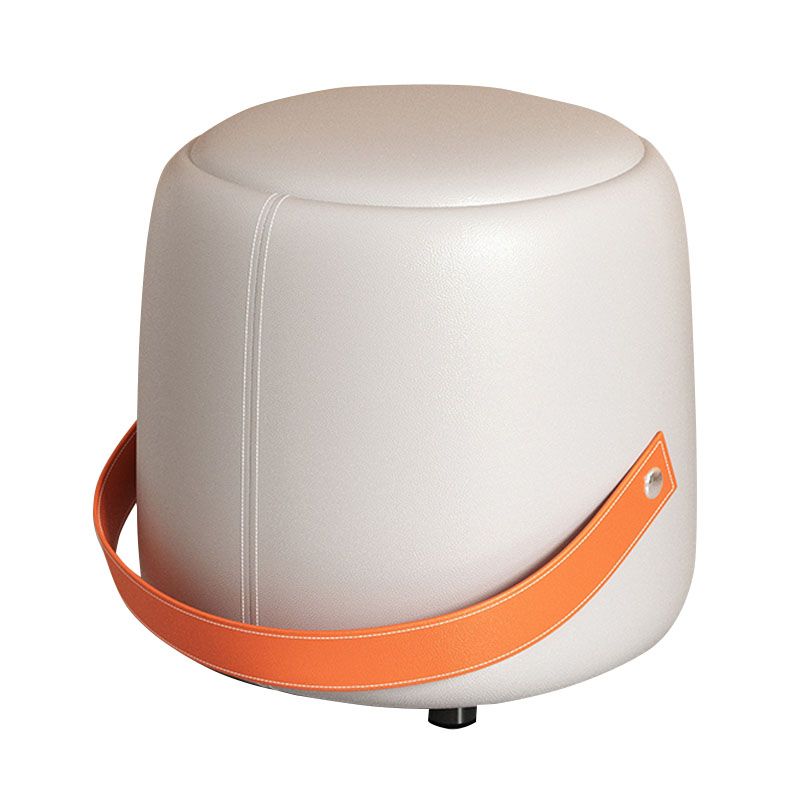 Modern Pouf Ottoman Faux Leather Upholstered Portable Ottoman