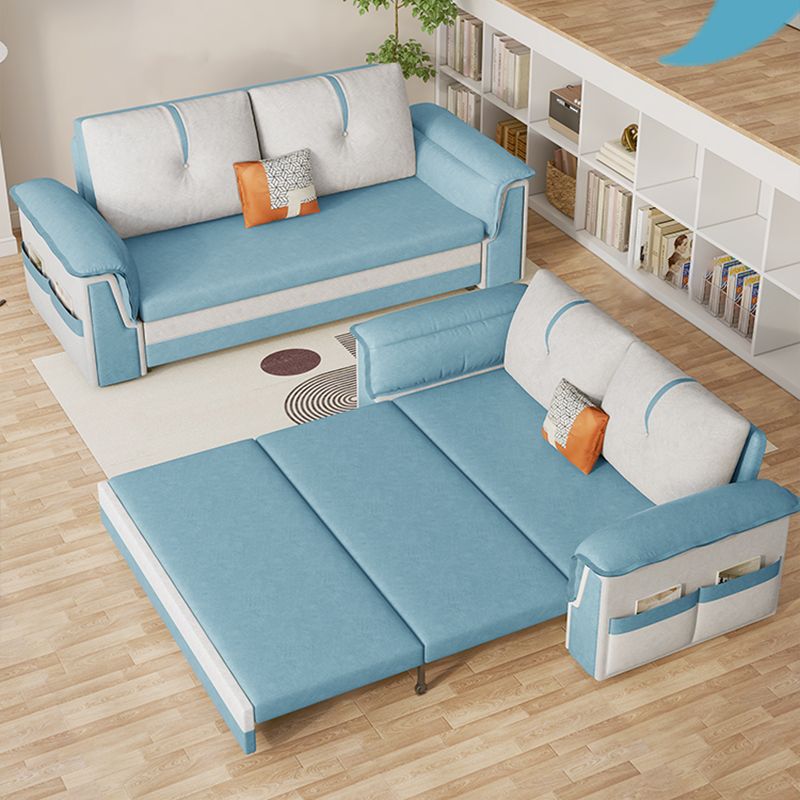 Pillow Back Sleeper Sofa Foldable Square Arms Futon Sleeper Sofa Bed