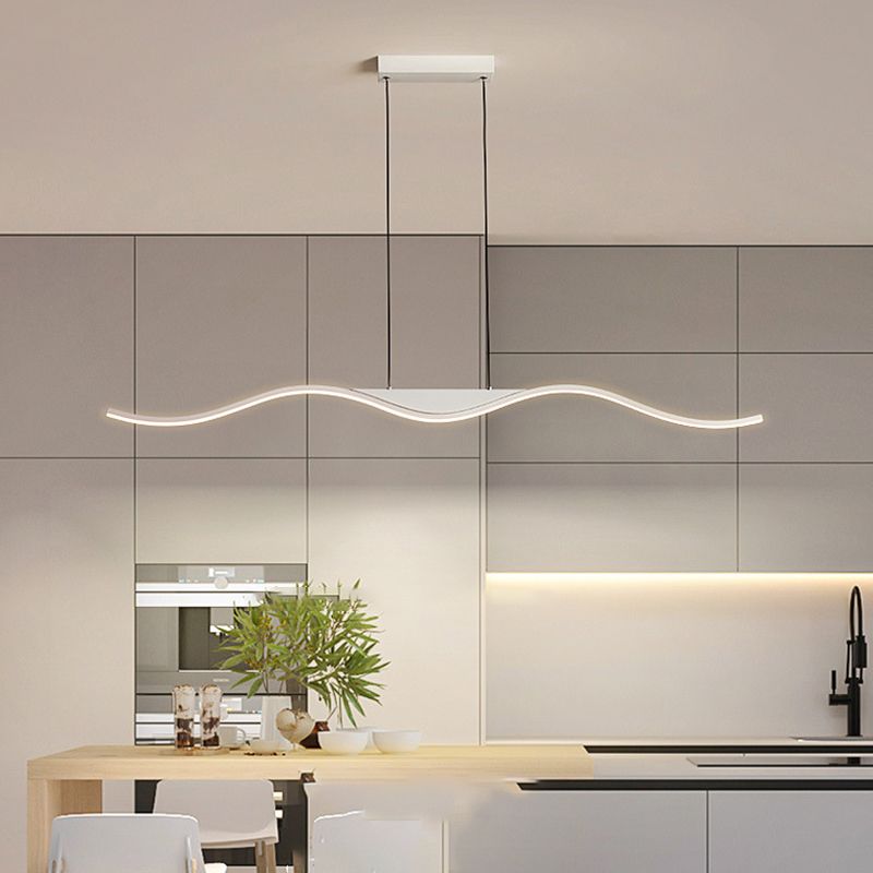 Single White Modernism Kitchen Island Lighting Unique Metallic Ceiling Light