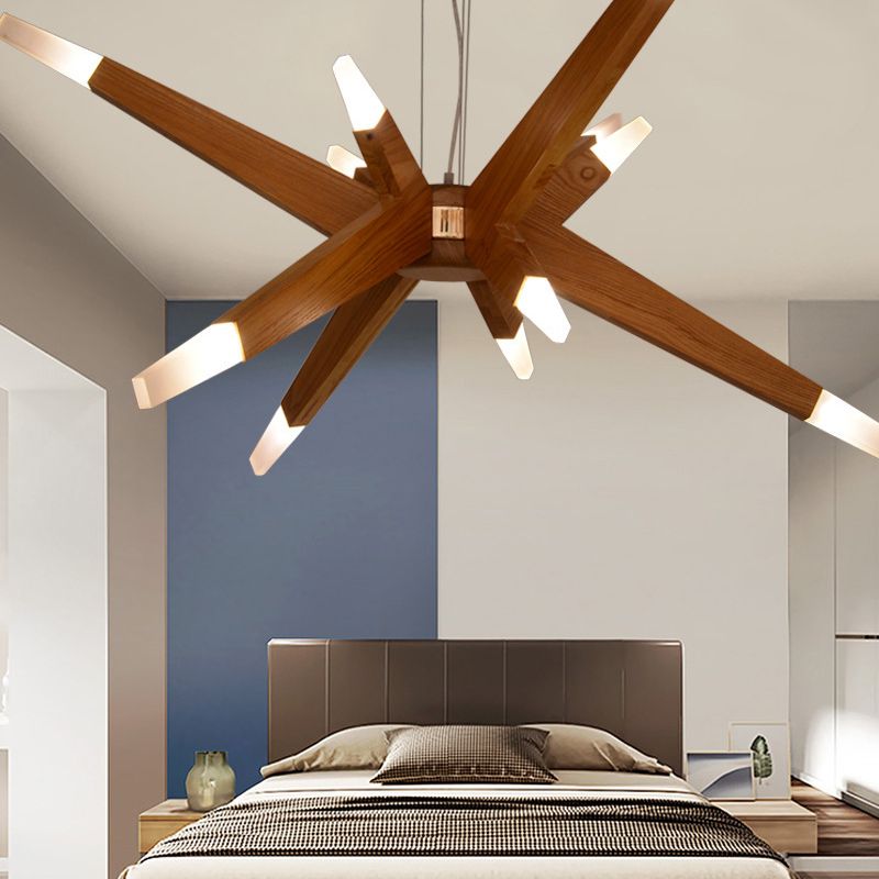 Bürge geformte Kronleuchterbeleuchtung nordisches Holz 12-Kopf-Schlafzimmer hängende Leuchte