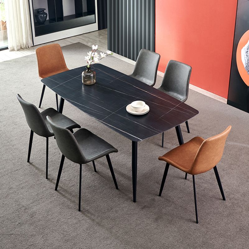 Industrial Style Side Chair Faux Leather Side Dining Chair with Metal Base