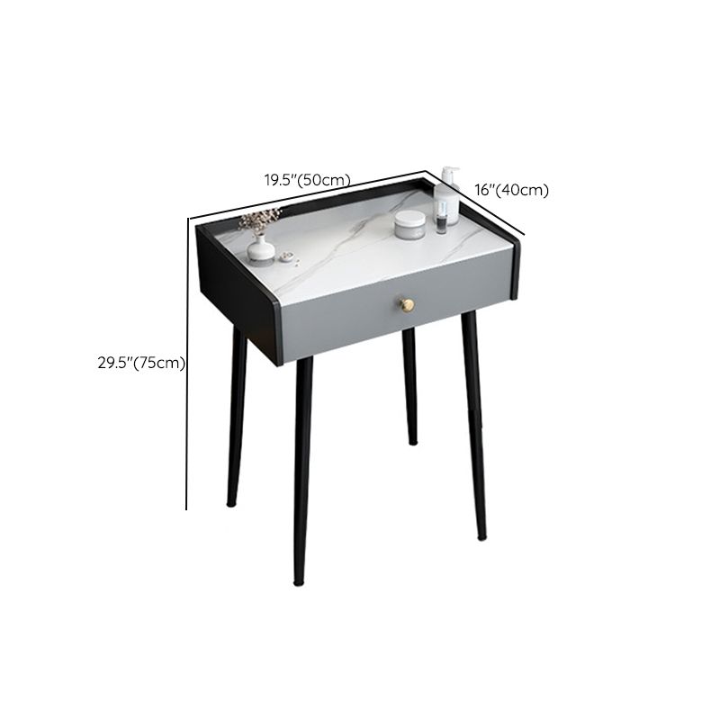 Contemporary Vanity Stone Top Makeup Dressing Table in Black