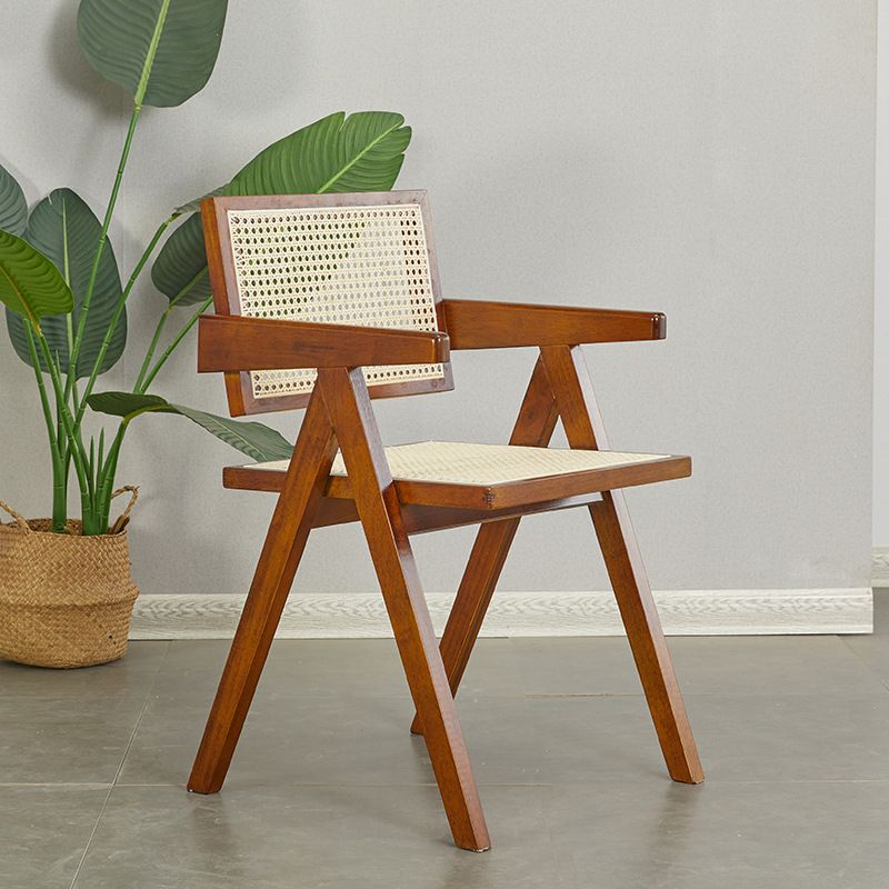 Modern Rattan Dining Chair Open Back Dining Side Furniture in Matte Finish for Brasserie