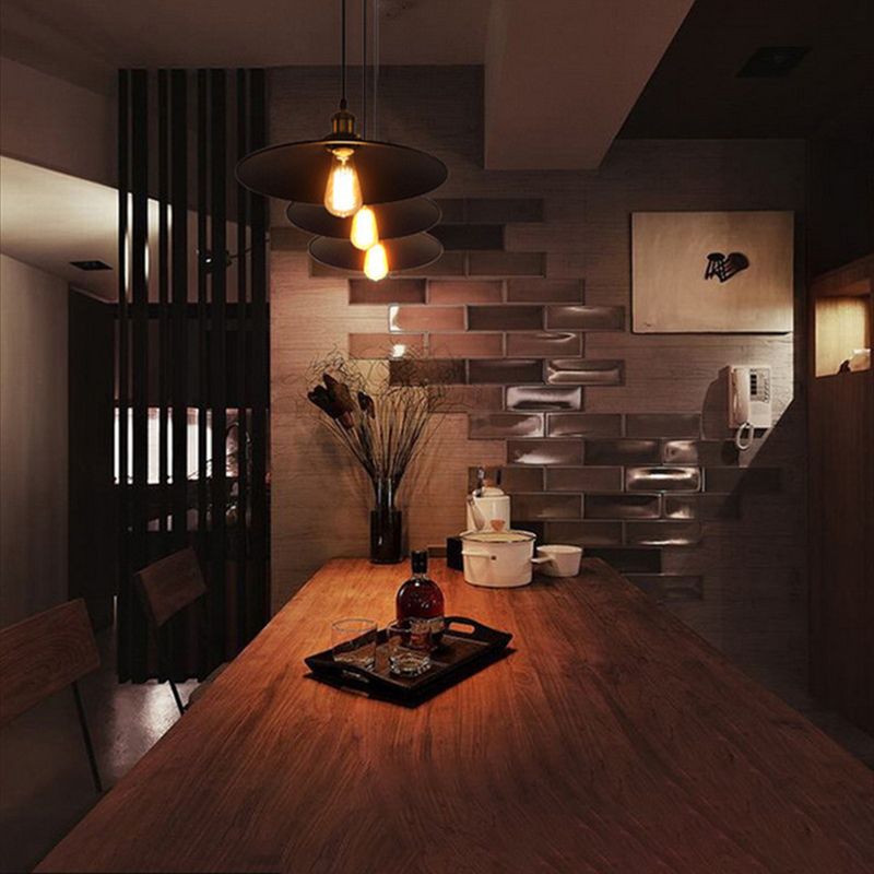 Enkele lamp zwart smeedijzeren hangende lichte kegel schaduw vintage industrie stijl verlichting met koperen lamphouder