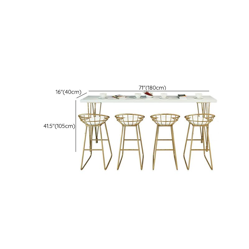Glam Pine Wood Bar Table Rectangle Table Golden Legs for Milk Tea Shop