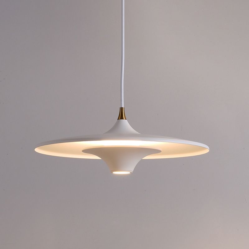 Metal Circle Down Lighting Pendant Contemporary 1-Light Disk Ceiling Light