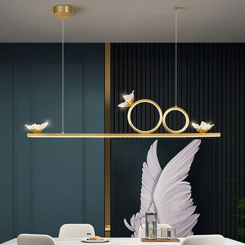 Luce dell'isola geometrica moderna lampadario a sospensione Metal 6 Luci dell'isola luminosa in oro