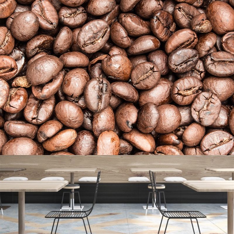 Mural de granos de café Color suave resistente al moho contemporáneo para cafetería