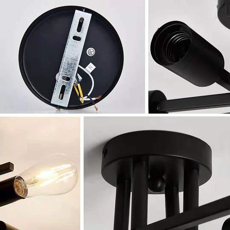 Industrial Style Iron Ceiling Light 4-Lights Stripe Shape for Bedroom
