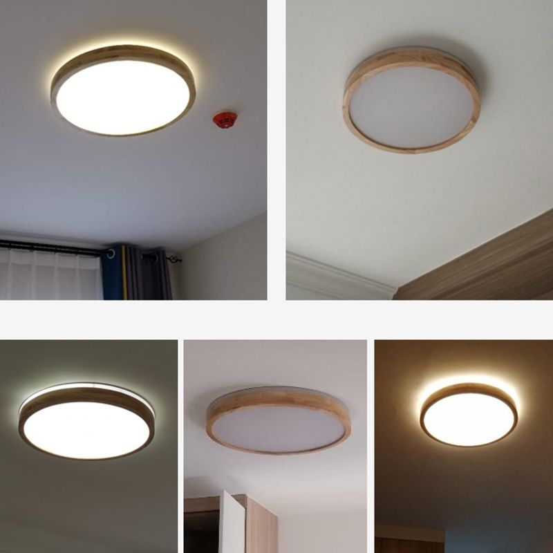 Simple Circular Flush Mount Ceiling Light Fixture Wood Flush Mount Fixture for Bedroom for Bedroom