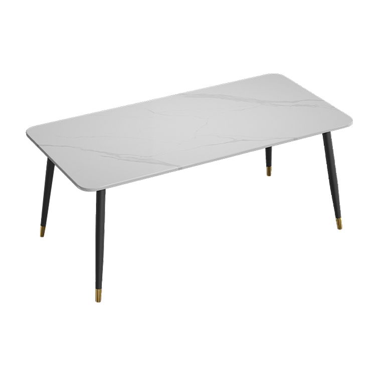 White Sintered Stone Dining Table Traditional Luxury Dining Table with 4 Legs