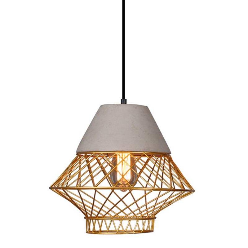 Drahtkäfig Schatten Anhänger Beleuchtung Urban Retro 1 Light Restaurant Hanging Lamp mit Zementoberteil
