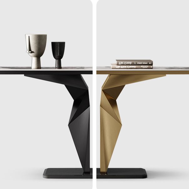 Glam Metal Console Table Rectangle Console Sofa Table for Hall