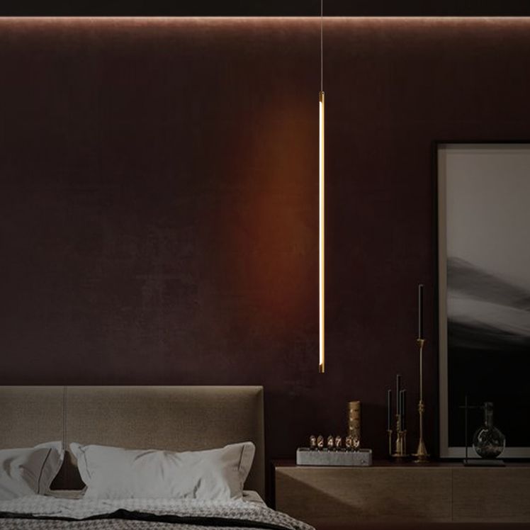 Metal New Modern Hanging Ceiling Light Linear 1-Light Pendant Light for Bedroom