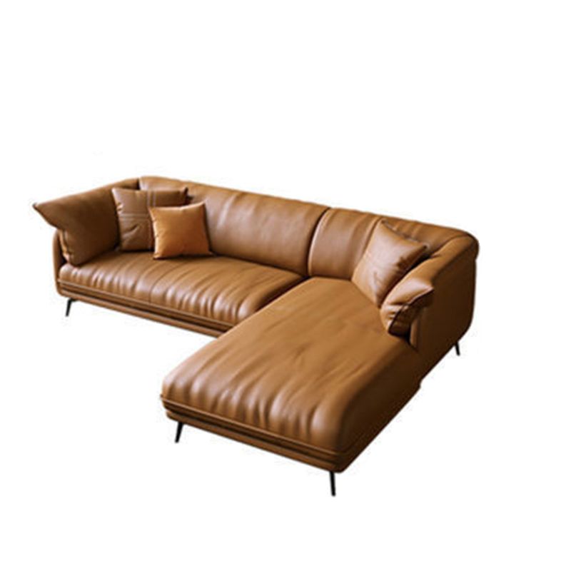 Scandinavian Orange Pillow Top Arm Sofa/Sectionals with Cushions Metal Legs