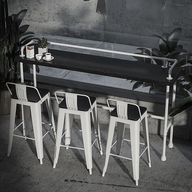 Industrial Rectangle Wood Bar Table 42-inch Height Water Pipe Pedestal Bistro Table