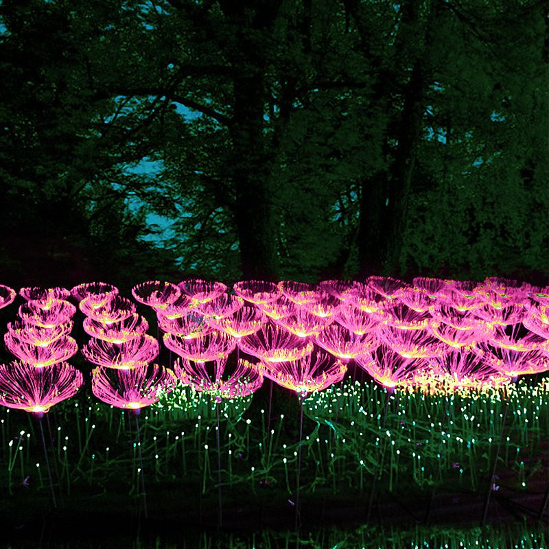 5 Pcs Jellyfish Courtyard LED Lawn Lighting Stainless-Steel Artistic Solar Stake Light in Black