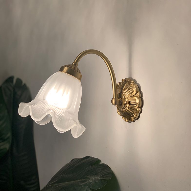 Modern Minimalist Style Gooseneck Wall Mounted Light Fixture 1 Light Wall Sconce Lights with Glass Shade