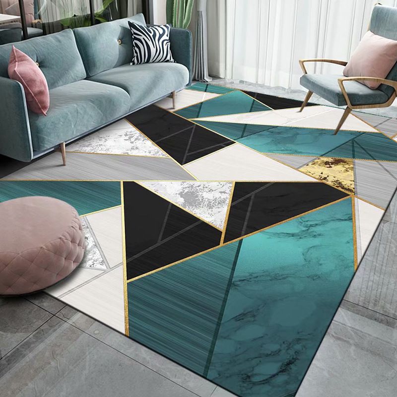 Modern Geometric Area Carpet Polyester Medium Living Room Rug with Non-Slip Backing