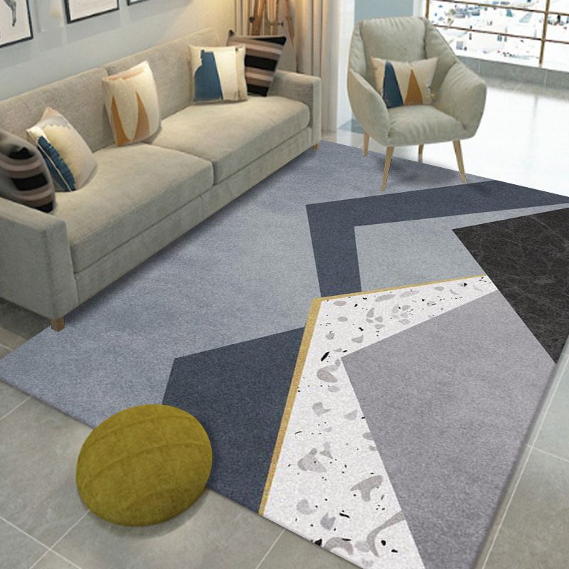 Grey Tone Rug Rectangle Shape Stain Resistant Rug for Home Decor