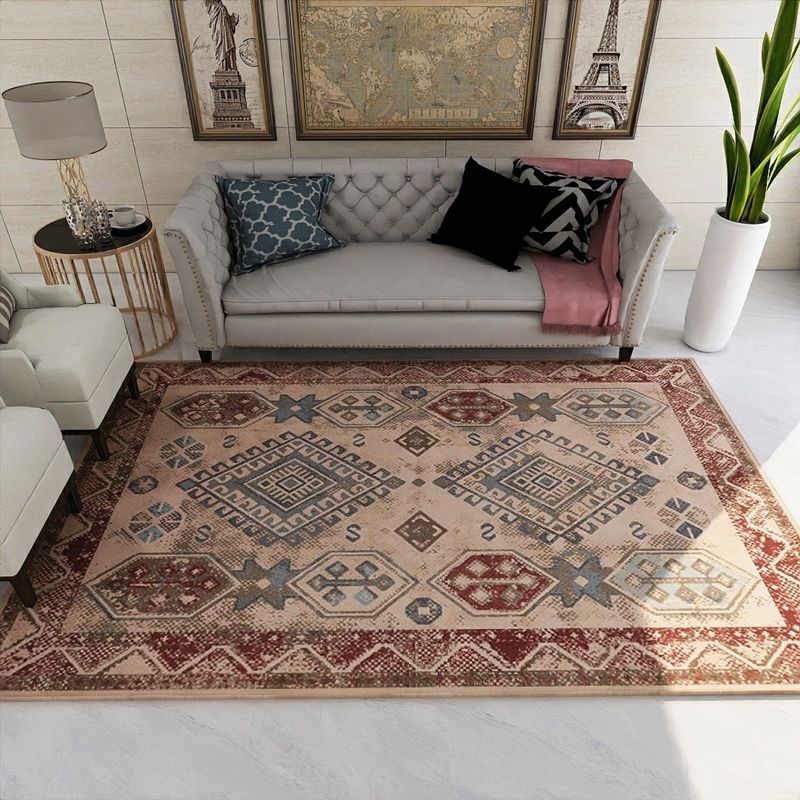 Unusual Rhombus Patterned Rug Multi-Color Moroccan Rug Polyester Pet Friendly Stain Resistant Non-Slip Carpet for Great Room