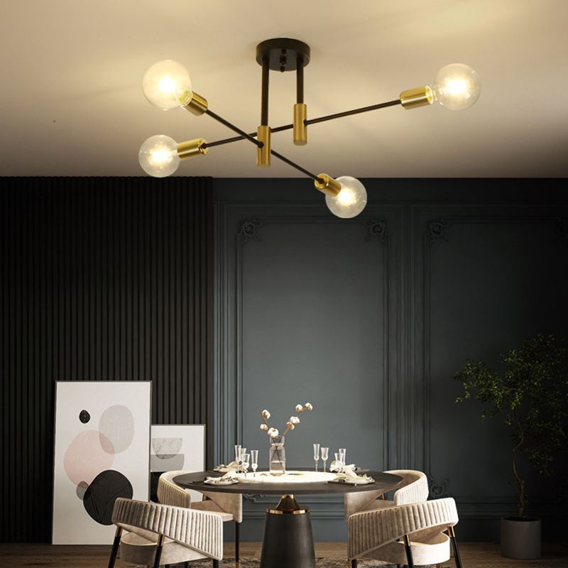 Zwart metalen hangende kroonluchter licht modern glazen schaduw plafond kroonluchter voor woonkamer