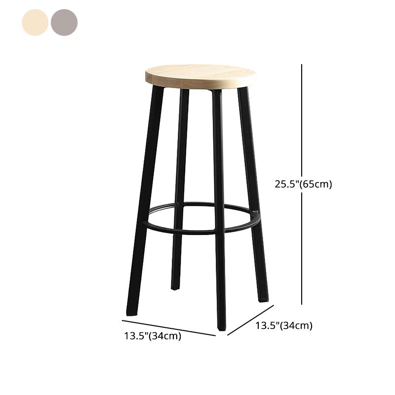 Modern Minimalist Bar And Counter Stool Wrought Iron Solid Wood Cafe Bar Stool,Set of 4