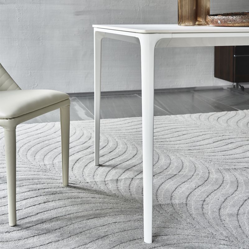 Modern Style White Dining Table Sintered Stone Rectangle Table for Home