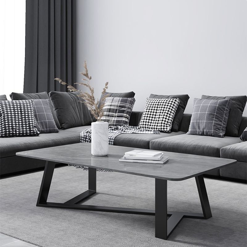 Marble Sled Coffee Table Modern Style Rectangular Cocktail Table