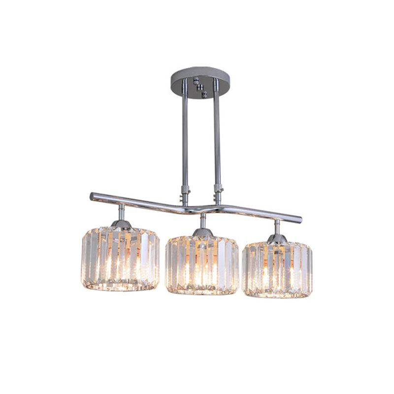 2/3 bollen eetkamer eiland hanger modern chroom hangend plafondlicht met trommelkristallen schaduw