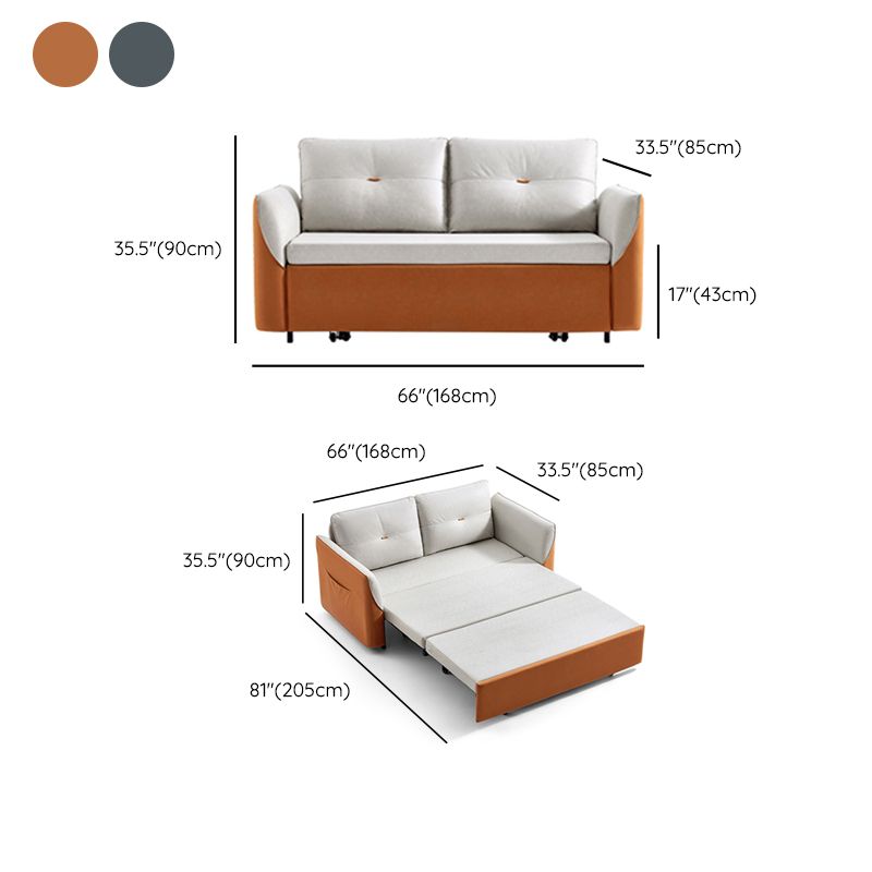 Faux leather Sofa Bed with Pillow Back Convertible Sofa with Magazine Storage