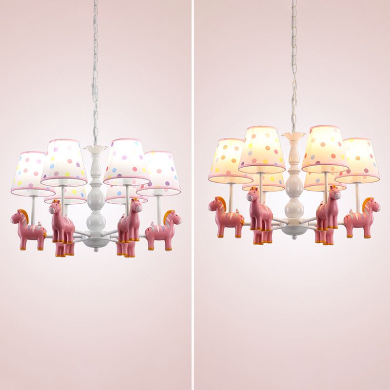 Zebra Bedroom Chandelier Pendant Light Resin Childrens Hanging Light with Patterned Fabric Shade