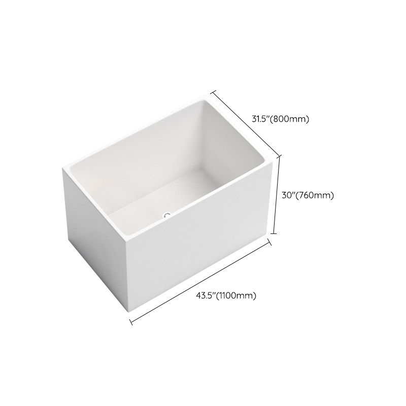 Modern Rectangle White Acrylic Bathtub Back to Wall with Drain Bath Tub and Overflow Hole