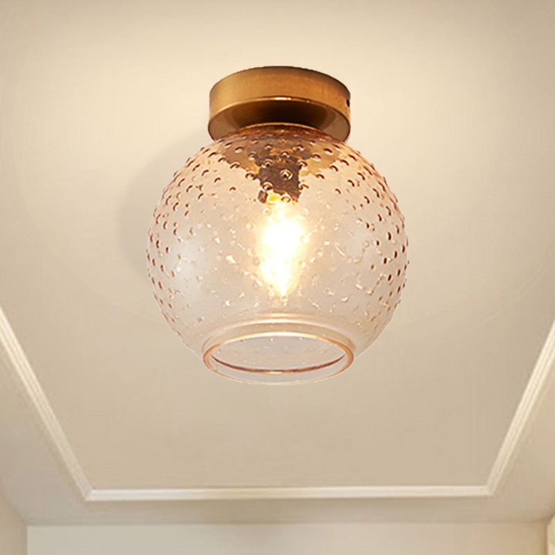 Plafonnier encastré en verre rose/jaune/bleu/transparent avec abat-jour globe minimalisme, luminaire monté au plafond pour foyer à 1 lumière