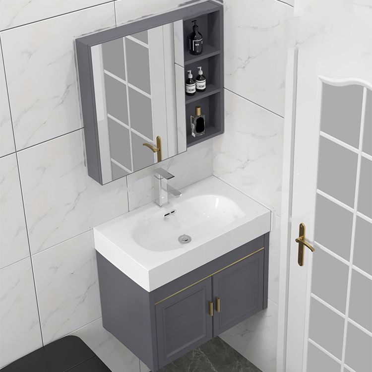 Modern Single Bath Vanity Wall Mount Ceramic Top Bathroom Vanity