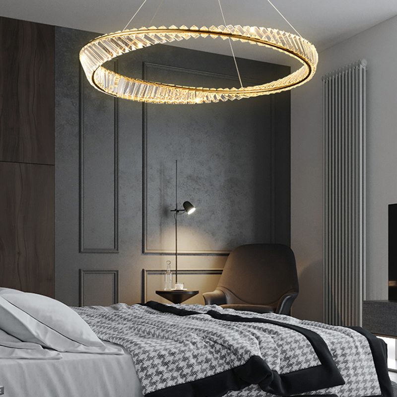Modern Creative LED Pendant Light Crystal Circular Chandelier for Living Room